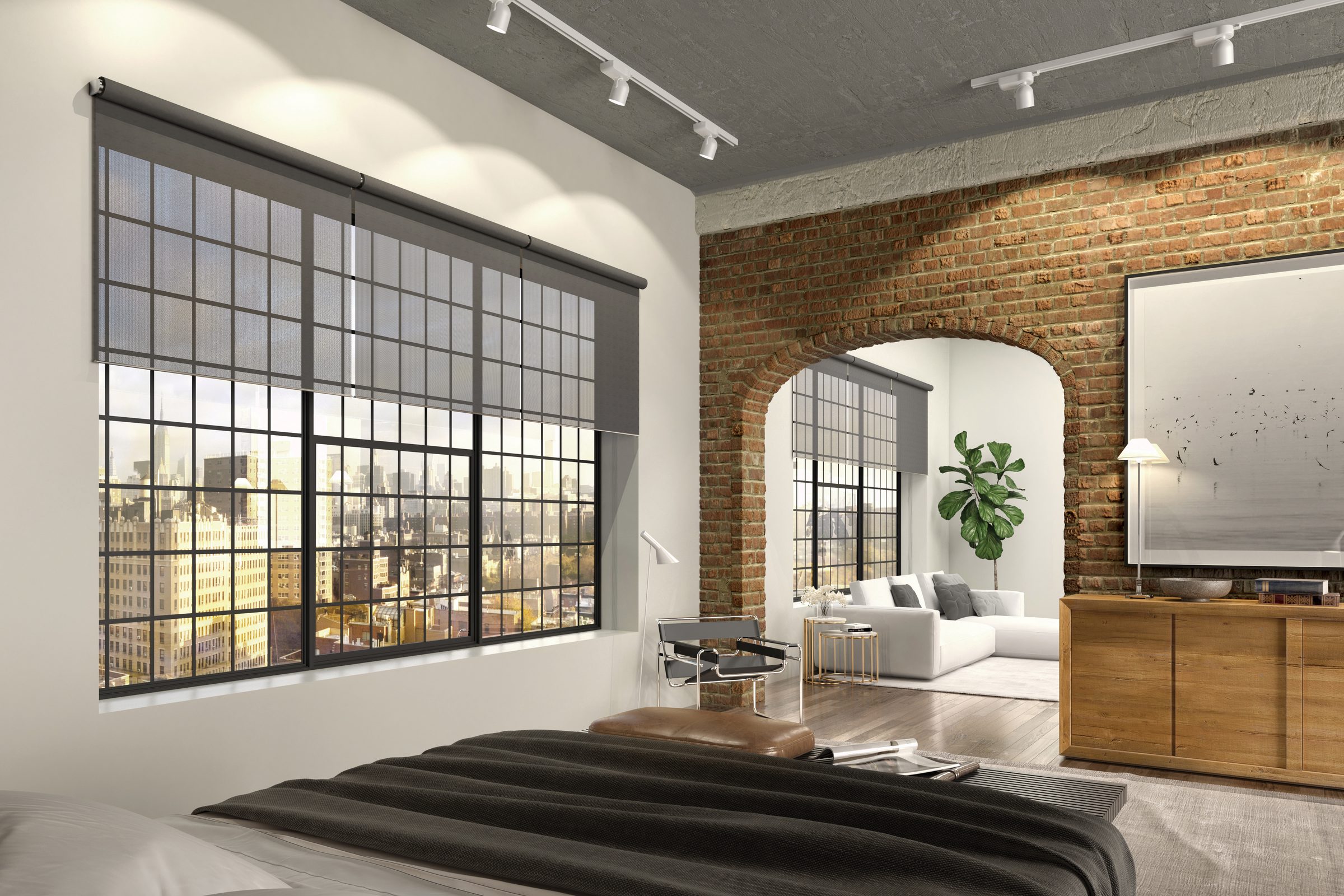 Motorised blinds and lighting